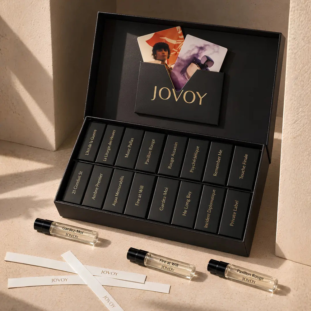 Estuche de descubrimiento de Jovoy con muestras de perfumes